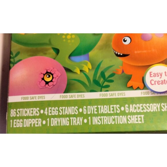 Paas Dino Egg Decorating Kit Dye 86 Stickers Stand Dipper Drying Tray Dinosaur - Picture 4 of 6